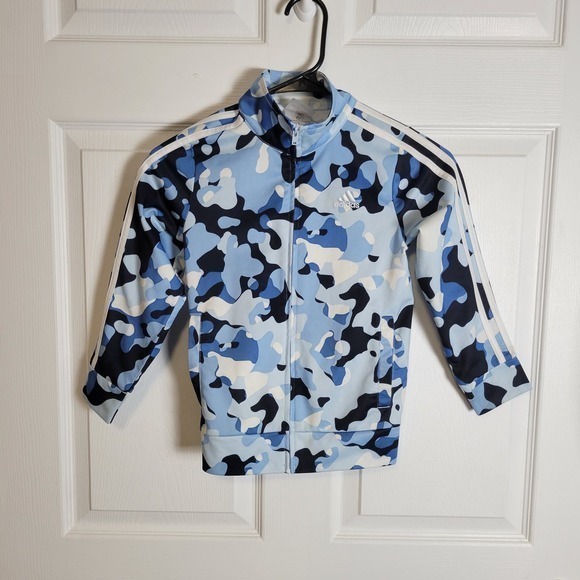 Youth Adidas Full Zip Jacket-Blue‎ Camo-Boys 6 - Picture 1 of 5